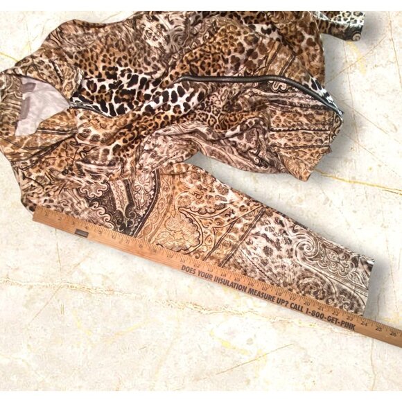 Chicos Leopard Print Lightweight Zip Jacket Size 3 Paisley Mix Design Womens - Picture 6 of 8